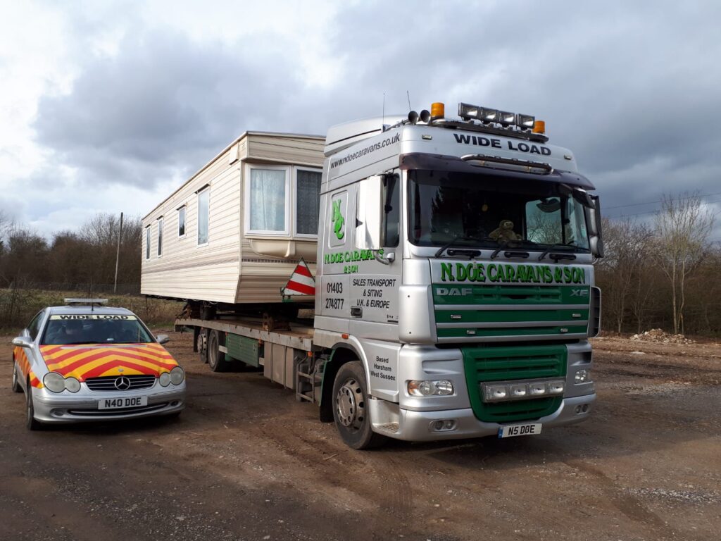 siting a caravan on a loaded truck