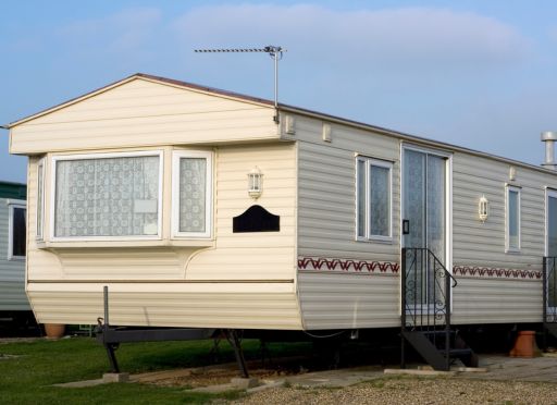 static caravan in field