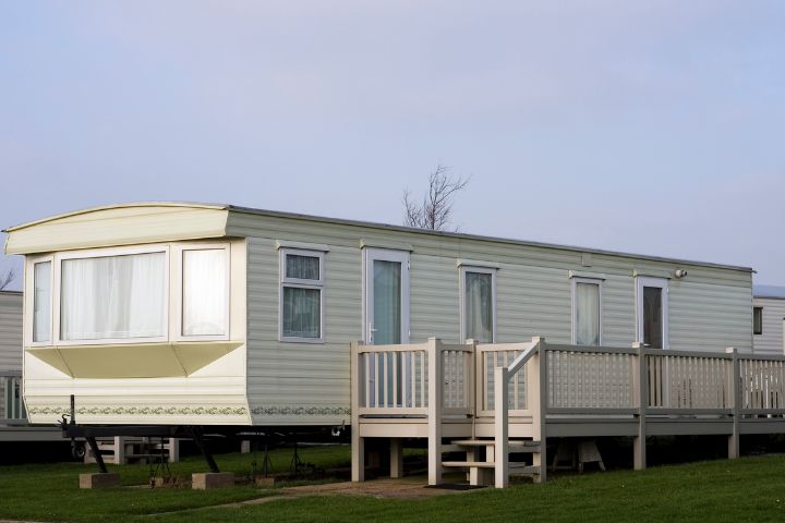 static caravan with decking