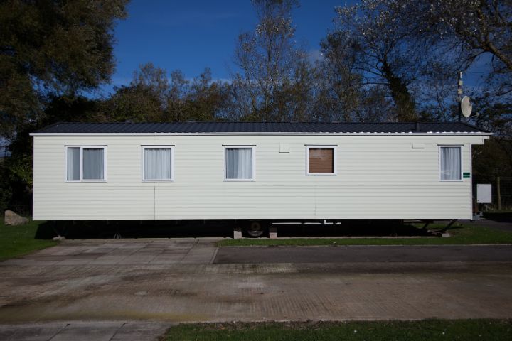 Side view of a static caravan