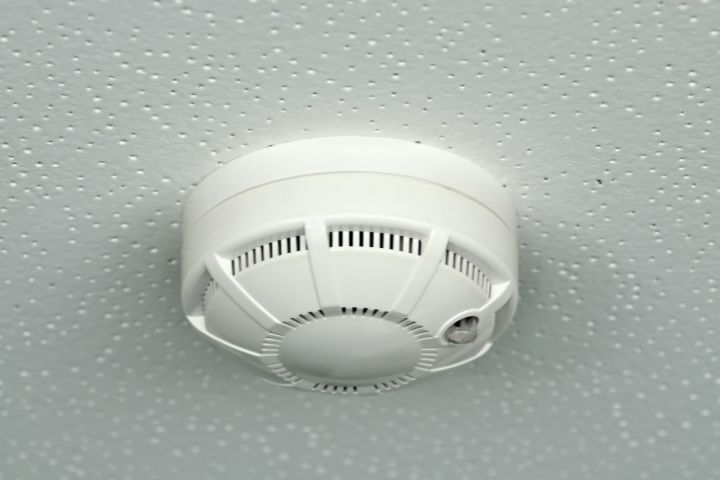 Smoke alarm on ceiling