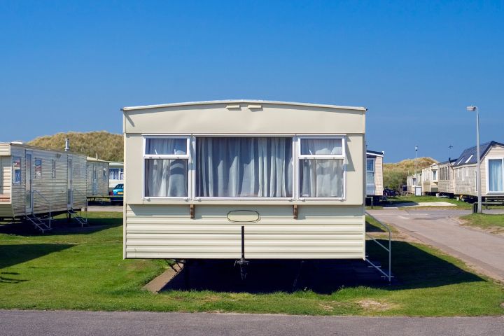 Static caravan from a front on view