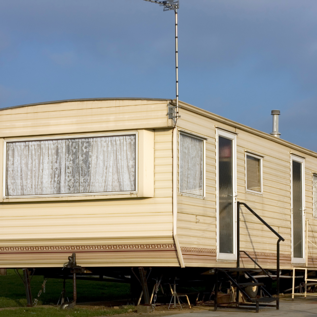 Outside of a static caravan
