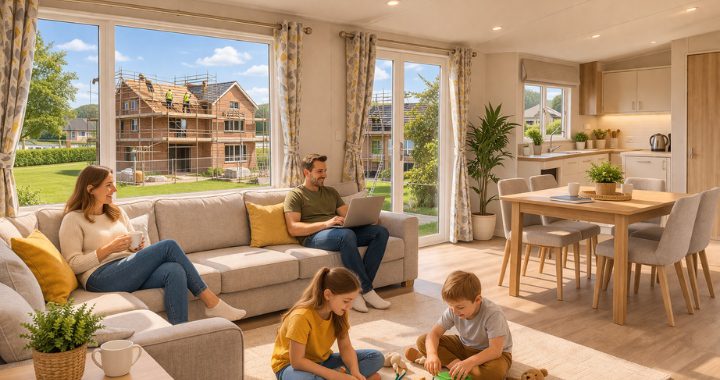 family living in a modern static caravan home
