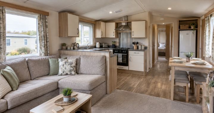 static caravan living and kitchen area interior