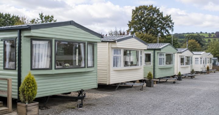 row of static caravans for sale